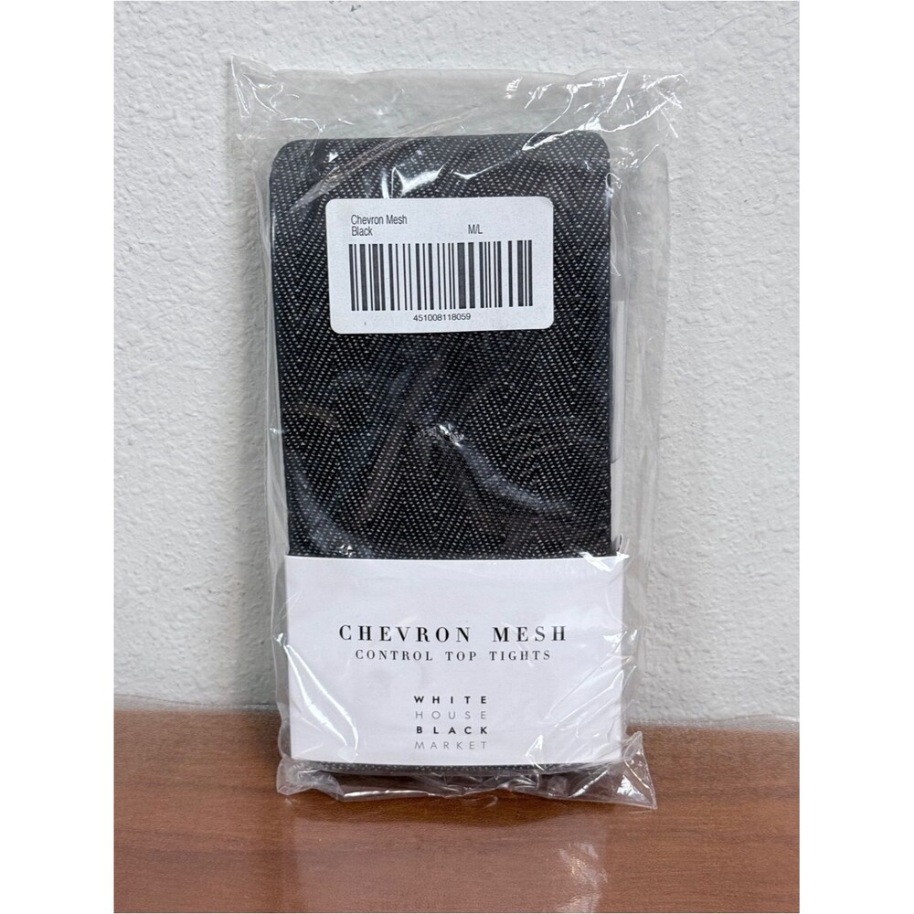 White House Black Market Black Chevron Mesh Control Top Tights M/L NWT